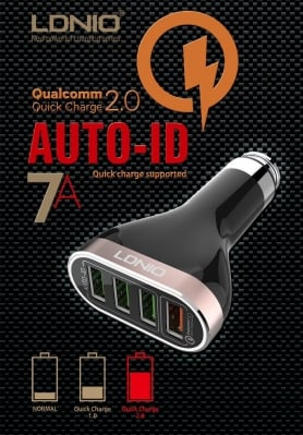 12V Зарядно 7A LDNIO C701Q 4 PORT USB към iPhone