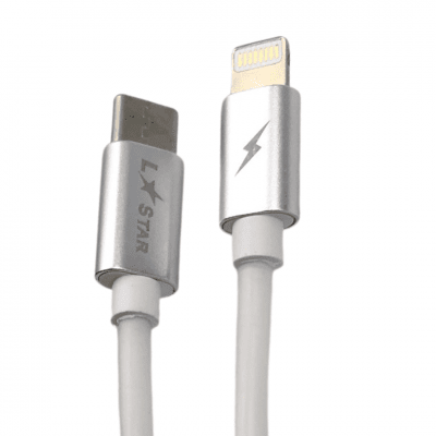 Силиконов кабел LS-09 L✮Star USB-C към Lightning - Бял