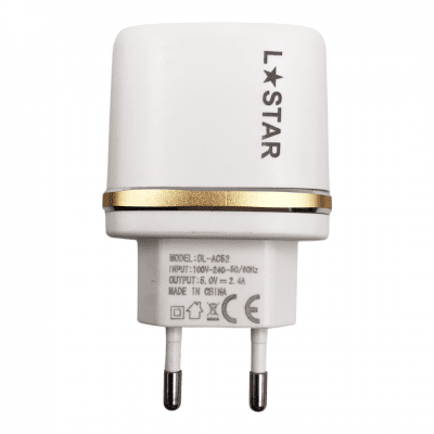 220V Адаптер DL-AC52  2.4А L✮Star с 2 изхода USB