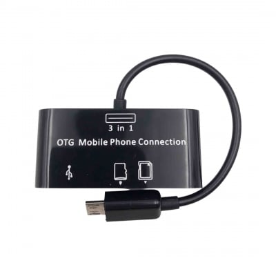 Четец + HUB Разклонител Микро USB към SD, micro SD и USB  OTG - SG-007