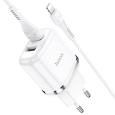 HOCO N4 двоен USB комплект за зареждане с кабел USB към LIGHTNING 1M.