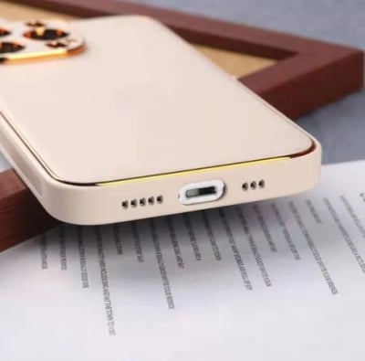 Кожен кейс със силикон отстрани+камера TP-35 iPhone 14    Pro Max - Бял