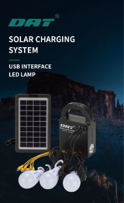 AT-888 DAT Solar light home lighting system комплект+Power bank от 1 фенер+ 3 лампи 9V 3.5 панел