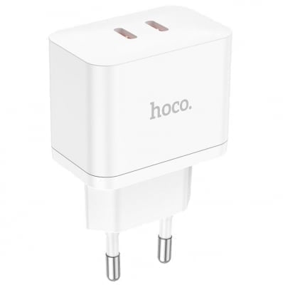 HOCO N29 35W двоен PD Адаптер с два USB-C изхода - Бял