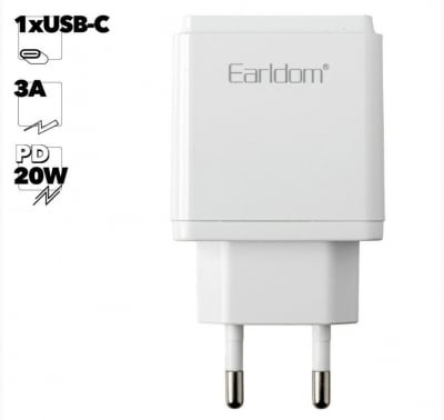 EARLDOM EU20 20W PD Адаптер с 1изх. PD USB-C