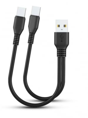 Кабел 2в1 USB към 2*Type-C (0.25M) - Черен