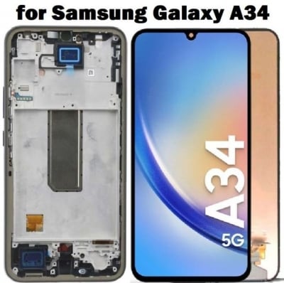 LCD Дисплей с тъчскрийн за Samsung A34 A346B+Рамка OLED