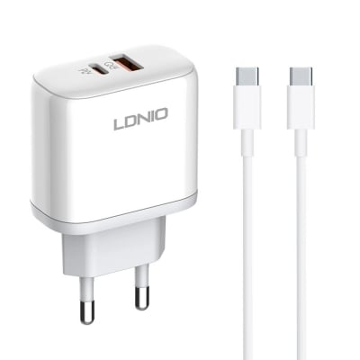 45W LDNIO A2526C С 2 изх. USB+USB-C с кабел USB-C към USB-C