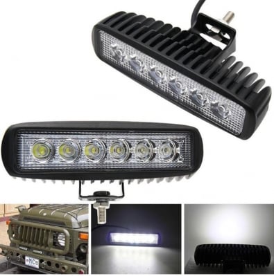 Външни светлини OH-821 жълти за кола или камион DC12-24V 6LEDs 18W 6-инчова работна светлина