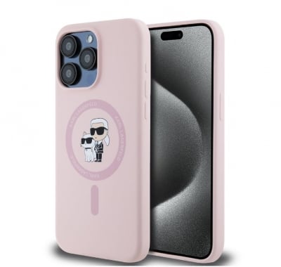 KLHMP14LSCMKCRHP Karl Lagerfeld iPHone 14 Pro Back cover case - Magsafe - KC head Ring - Pink