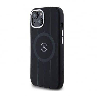 MEHMP15S23SSSK Mercedes-Benz iPhone 15 Back cover case - Magsafe - stripes pattern - Black