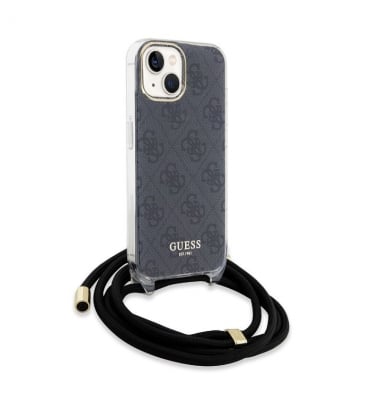 GUHCP15LHC4SEK Guess iPhone 15 Pro Back cover case - Crossbody cord - 4G print - Black