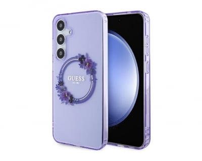 GUHMS24MHFWFCU Guess Galaxy S24 Plus Back cover case - IML Flowers Wreath MagSafe - Purple