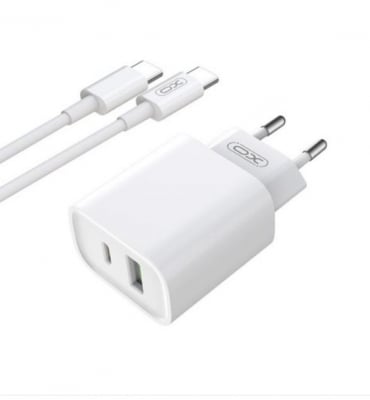 Зарядно XO-CE02A 20W 2вх. USB-C/USB SUPERFAST USB-C към USB-C