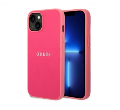 0746 Guess Guess iPhone 14 & 13 Hardcase Backcover - Saffiano - FuchsiaBack Cover-Apple Roze