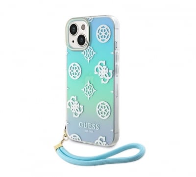 2680 Guess iPhone 15 Back cover case - Iridescent glitter pattern - TurquoiseBack Cover-Andere kleuren