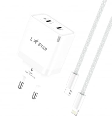 L✮Star LS76 2в1 PD35W с два USB-C порта GaN+кабел USB-C към USB-C