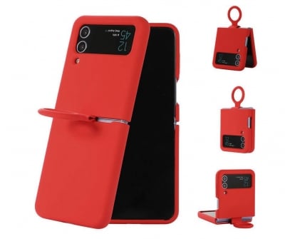 Z15 Silicone case+Пръстен за Samsung Z Flip 4 от 2 части - Червен