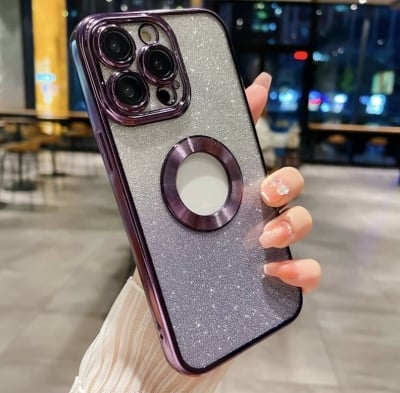 Луксозен лъскав кейс с брукат TP-24 за iPhone 16 Plus - Лилав