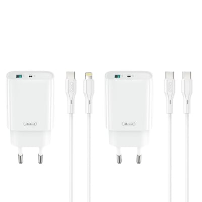 XO-CE30 30W Бързо Зарядно USB-C+USB с кабел Type-C към Lightning