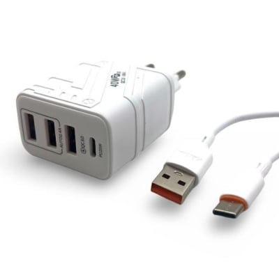 ALLISON ALS-W1085UE PD40W Зарядно с 1 USB-C изх. И 3 USBQC3.0 изх.  - USB към Type-C