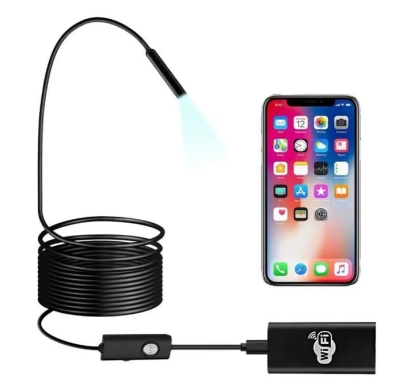 WIFI Ендоскопска камера 8 мм обектив HD720P Безжична ендоскопия Дренажна тръба Инспекция на двигателя Бороскоп LED Водоустойчив 5М дължина на кабел