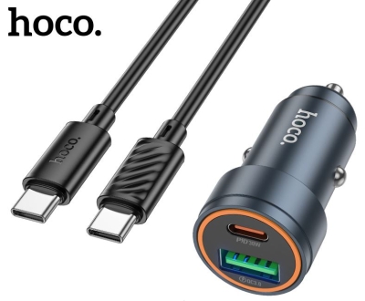 HOCO Z57A Зарядно за кола USB+USB-C PD30W + QC3.0 30W - Type-C към Type-C