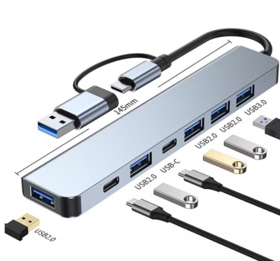 HUB S-1784 7в1 USB КЪМ 5xUSB И 2xType-C