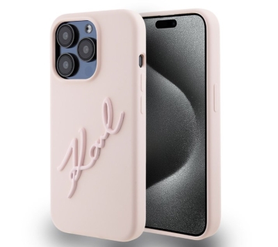 8292 Karl Lagerfeld iPhone 15 Pro Back cover case - script logo Pink