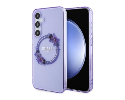 2961 Guess Galaxy S24 Plus Back cover case - IML Flowers Wreath MagSafe - Purple