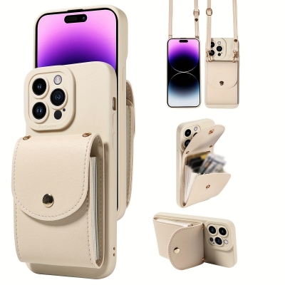 TP-110 Луксозен Кейс за Samsung S25 Ultra с връзка и портфейл - Бял