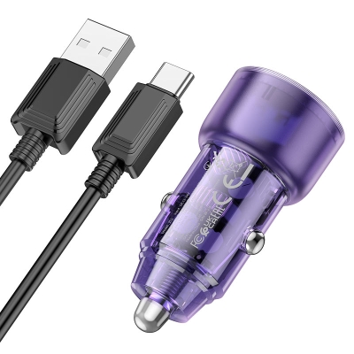 HOCO Z52 Зарядно за кола USB+USB-C PD20W + QC3.0 38W - USB към Type-C