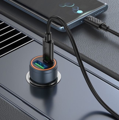 HOCO Z57A Зарядно за кола USB+USB-C PD30W + QC3.0 30W - Type-C към Type-C