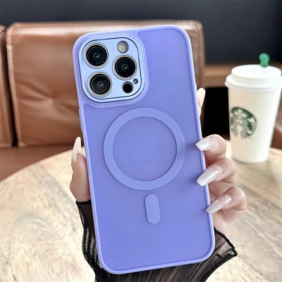 Луксозен кейс+Magsafe TP-27 +камера за Samsung S25 - Светло Лилав