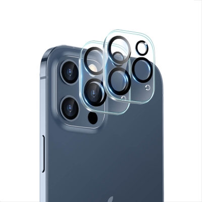 Протектор за камера С черна лайсна за iPhone 13 Pro / 13 Pro Max - Clear