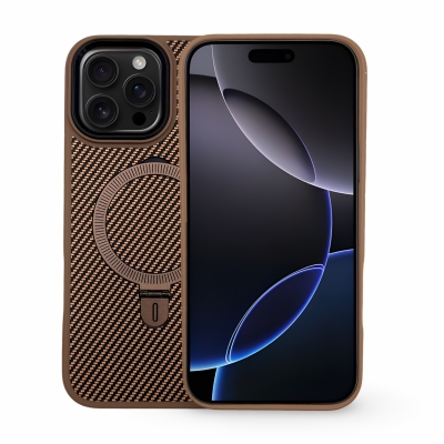 Premium Carbon MagSafe Case TP-100 за iPhone 17 Pro - Titanium Златист