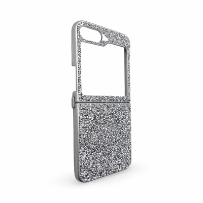 D75 Калъф с камъни за Samsung Z Flip 5 от 2 части - Светло Сив