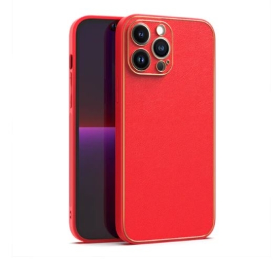 Кожен кейс със силикон отстрани+кам. TP-35 Samsung S22 Ultra - Червен