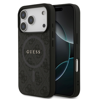 0980 GUESS HC MAGSAFE PU 4G RING CLASSIC LOGO BLACK IP17 PRO