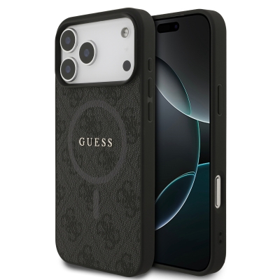 0997 GUESS HC MAGSAFE PU 4G RING CLASSIC LOGO BLACK IP17 PRO MAX