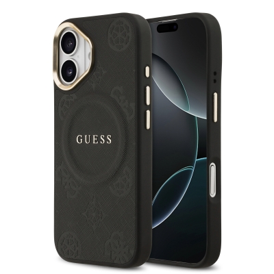 9674 GUESS HC MAGSAFE PU W/ PEONY HOT STAMP BLACK IP17