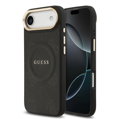 9681 GUESS HC MAGSAFE PU W/ PEONY HOT STAMP BLACK IP17 AIR