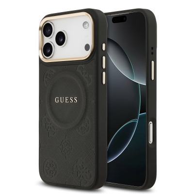 9704 GUESS HC MAGSAFE PU W/ PEONY HOT STAMP BLACK IP17 PRO MAX