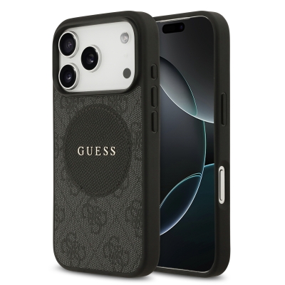 9984 GUESS HC MAGSAFE PU 4G CIRCLE W/ CLASSIC LOGO BLACK IP17 PRO