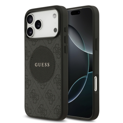 9991 GUESS HC MAGSAFE PU 4G CIRCLE W/ CLASSIC LOGO BLACK IP17 PRO MAX