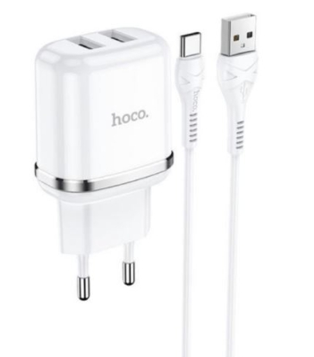 HOCO N4 двоен USB комплект за зареждане с кабел USB към TYPE-C 1M.
