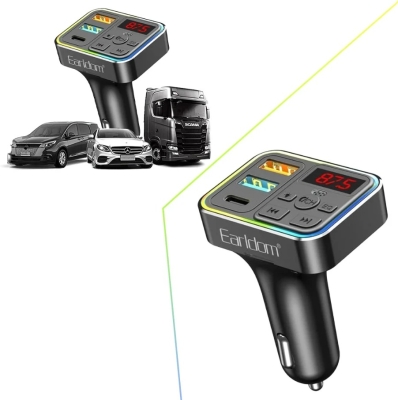 Earldom M109 FM 3.1A. модулатор трансмитер (2 USB изхода + 1USB-C, Bluetooth) BT5.3
