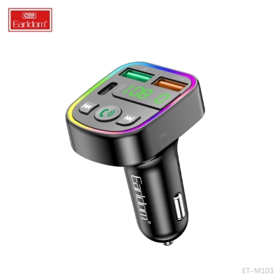 Earldom M103 FM 3.1A. модулатор трансмитер (2 USB изхода + 1USB-C, Bluetooth)