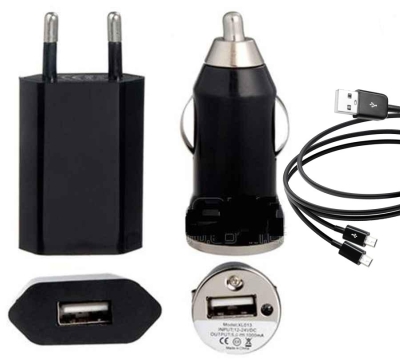 Комбиниран 220V + 12V Адаптер и кабел Micro Mini USB 1.0A.