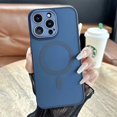 Луксозен кейс+Magsafe TP-27 +камера за iPhone 17 Air - Тъмно Син